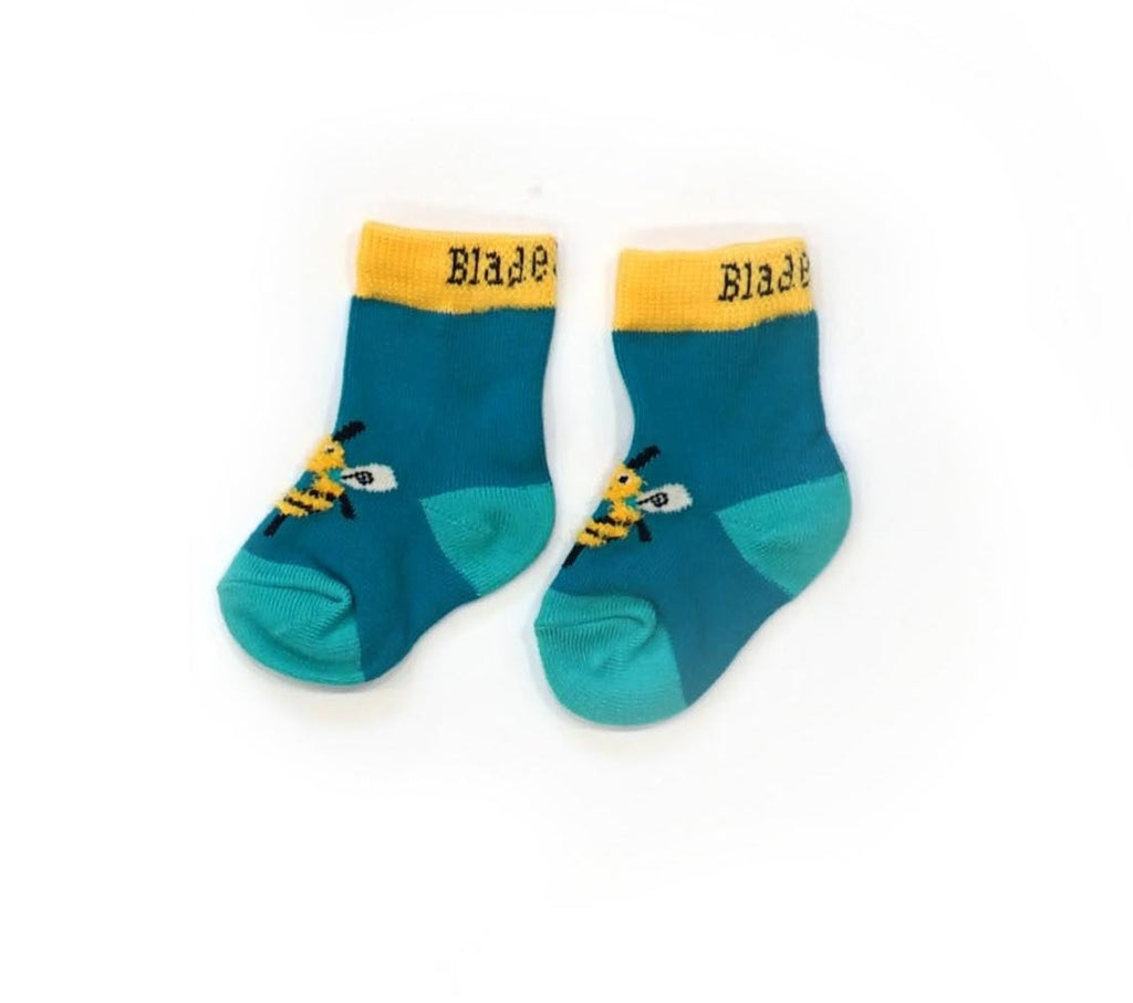 Blade & Rose Buzzy Bee Socks - bold, bright and fun! These gorgeous socks have a fluffy flying bee design. Say It Baby Gifts