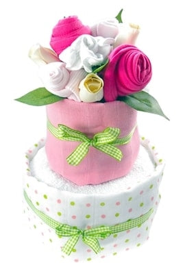 Say It Baby - Baby Girl Nappy Cake Bouquet - 2 Tier - Say It Baby 