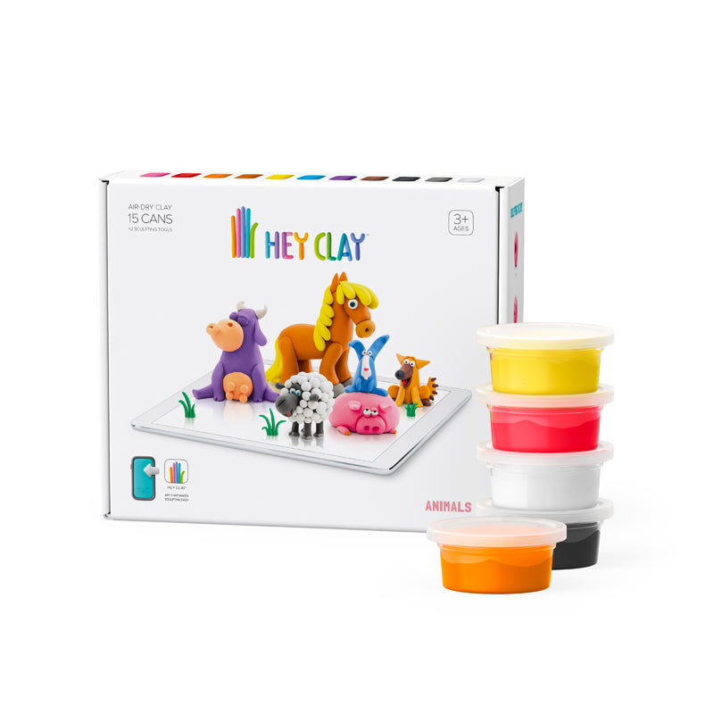 hEY CLAY Animals Modelling Set. Sold by Say It Baby Gifts. This set includes the free exciting app that will help kids turn their clay modeling into creative fun. By performing simple actions and making basic shapes from the clay, kids will learn step-by-step how to sculpt awesome characters and create their own masterpieces. 