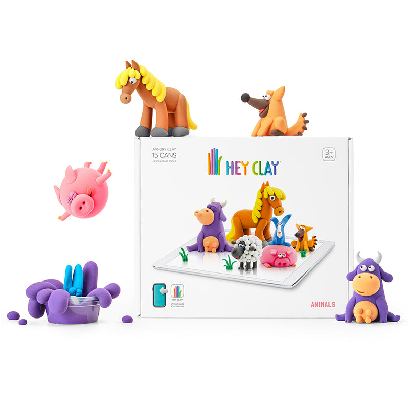 hEY CLAY Animals Modelling Set. Sold by Say It Baby Gifts. Hey Clay - Award Winning Claymation! featuring modelling horse, cow, pig, sheep, dog and rabbit!
