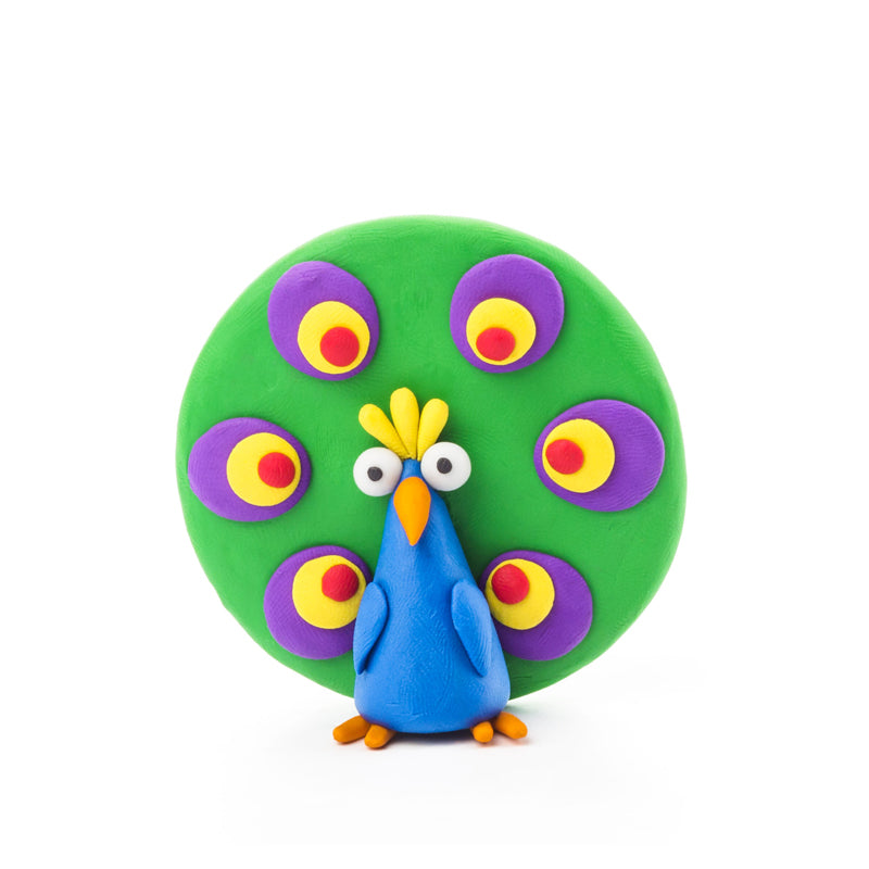 HEY CLAY Birds Modelling Set - Sold by Say It Baby Gifts. Peacock