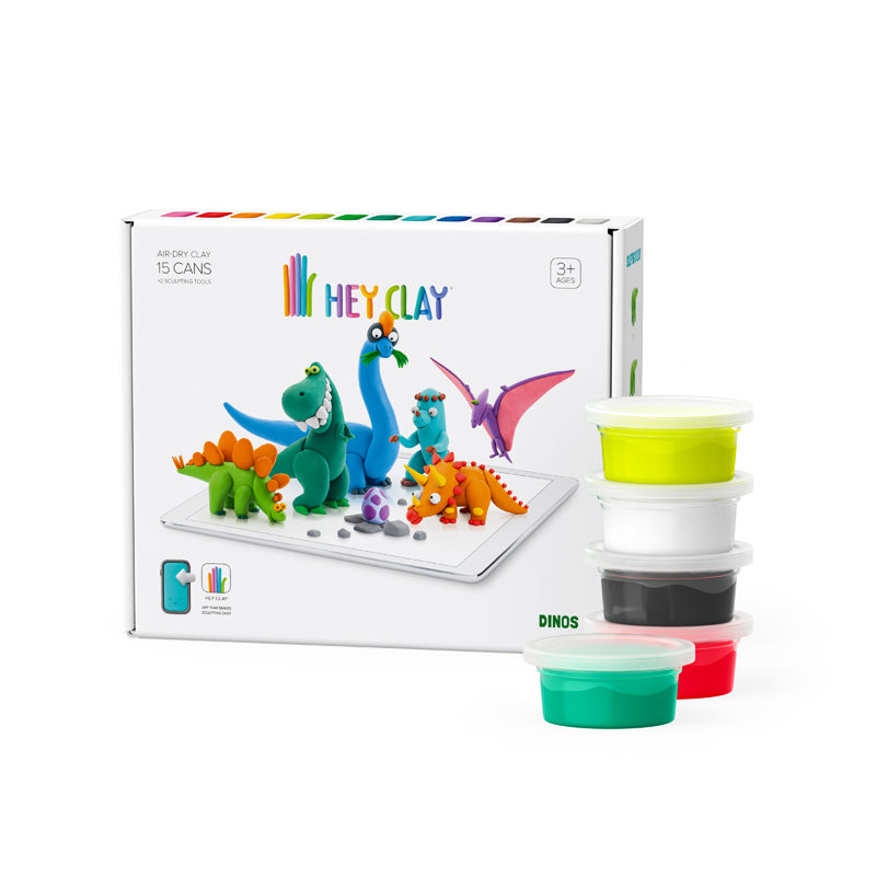 HEY CLAY Dinos Modelling Set. Sold by Say It Gifts. Unlike other types of modelling clay, HEY CLAY leaves no traces and doesn’t stain hands or clothes. It is fully compliant with CE and ASTM safety standards, non-toxic, eco-friendly and safe for children.