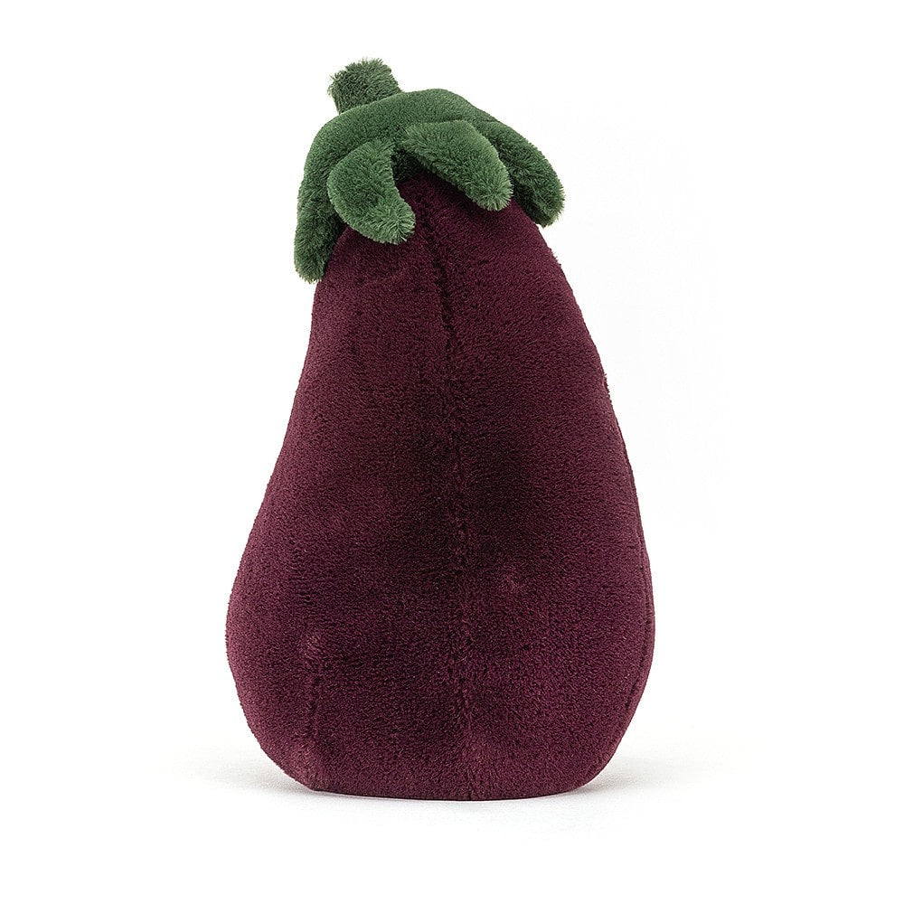 Jellycat Amuseable Aubergine - back view of the fun soft toy. Sold by Say It Baby gifts