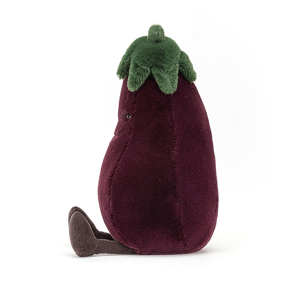 Jellycat Amuseable Aubergine - side view of the quirky soft toy