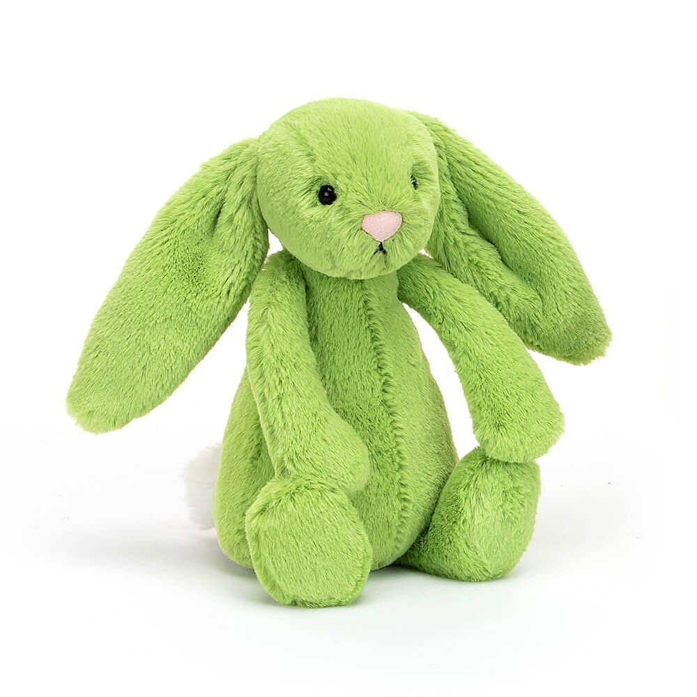 This super soft Jellycat Bashful Apple Bunny has zingy green fur,  pastel-pink nose and the cutest white bob tail!. BASS6BAP. Sold by Say It Baby Gifts.