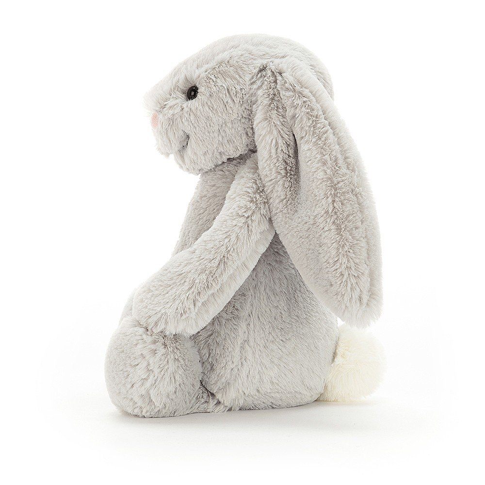 This super soft silvery bunny is a lovely gift suitable from birth.