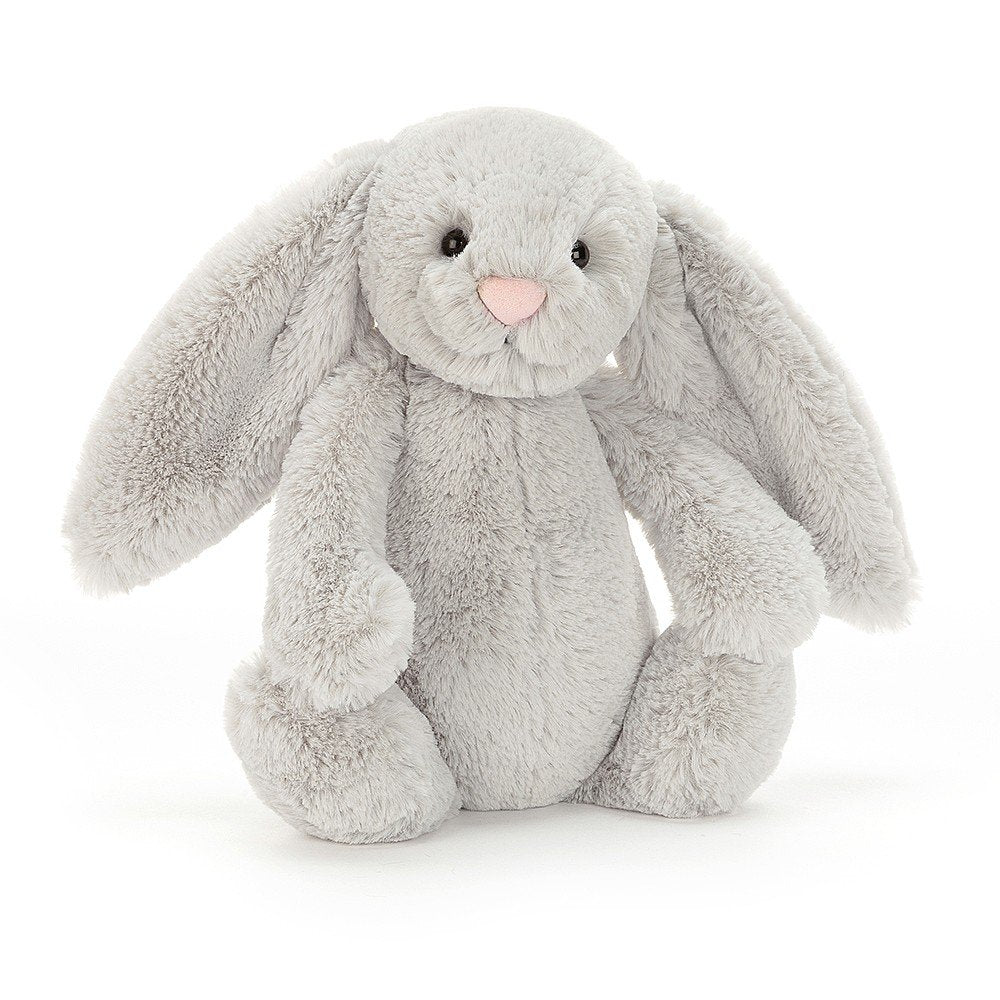 This super soft silvery bunny has gorgeous fur, long floppy ears and a cute bob tail.