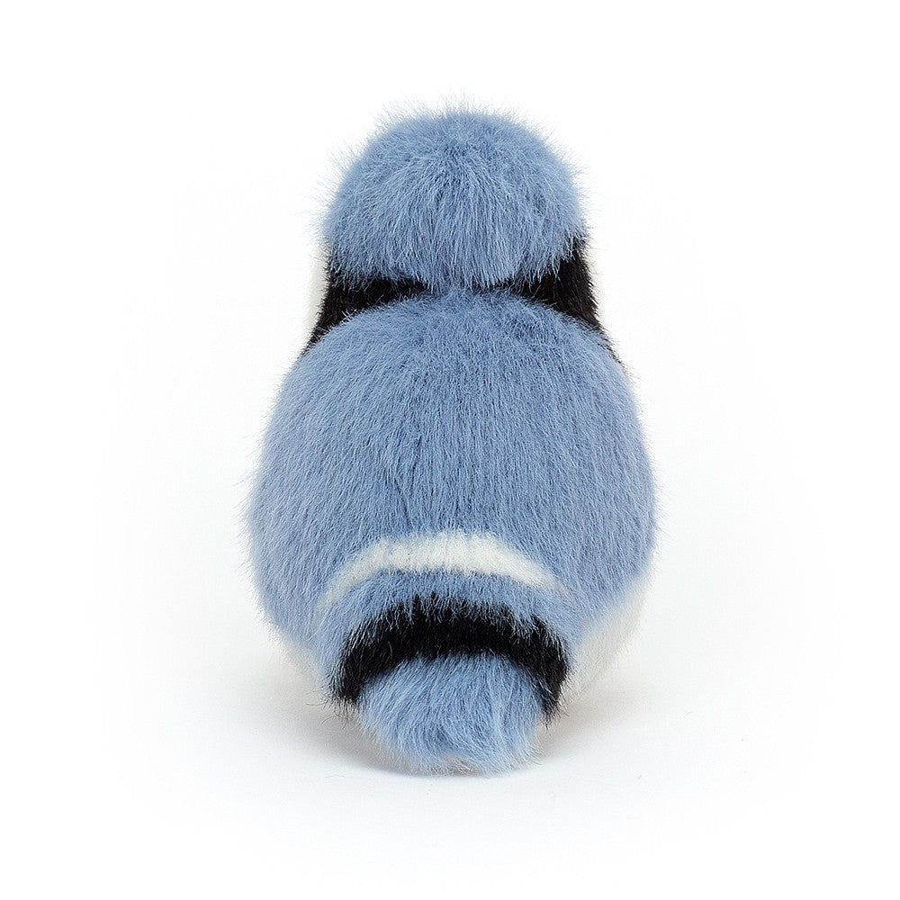 Jellycat Birdling Blue Jay. Reverse view. (One Size - approx 10cm x 7cm) Suitable from birth. Sold by Say It Baby Gifts