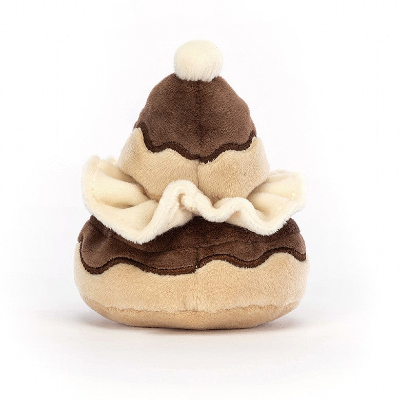Jellycat Pretty Patisserie Religieuse - rear view. Suitable from birth. Sold by Say It Baby Gifts
