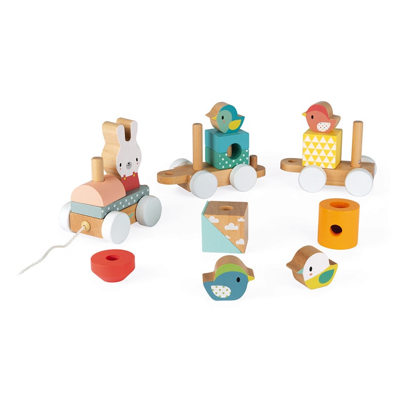 Janod Pure Train for age 12 months plusBeautifully made, Janod is a French toy company that create traditional games and colourful wooden toys, especially designed for children’s development through play.