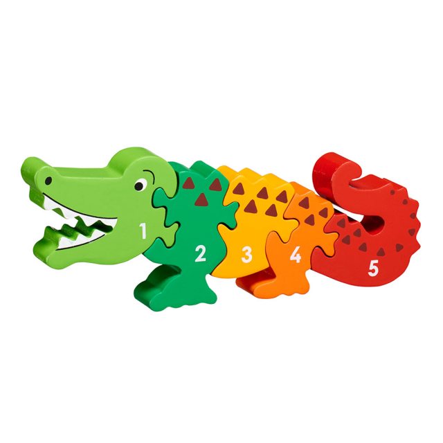 Lanka Kade 5 Piece Crocodile Jigsaw Fair Trade Wooden Toy. Say It Baby Gifts.