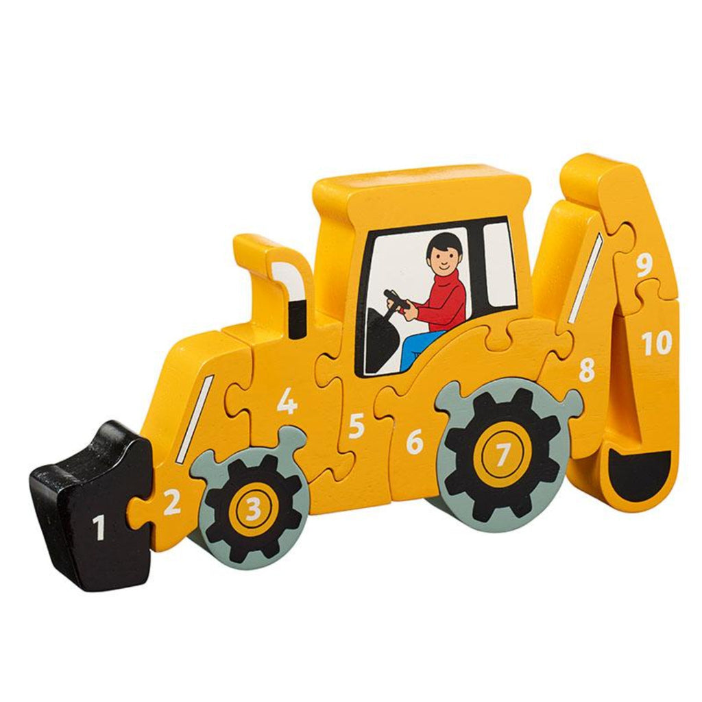 Lanka Kade 10 Piece Yellow Digger Jigsaw. Age 3 and up. Fair Trade Wooden Toy. Say It Baby Gifts
