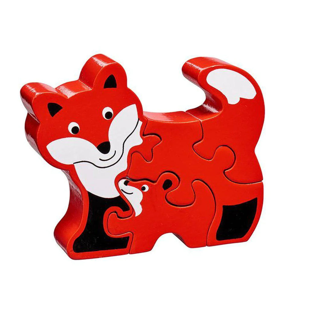 Lanka Kade 5 Piece Fox and Baby Jigsaw - a fantastic five piece jigsaw. Little ones can learn to slot the pieces together to form the pig and little baby fox and cub. The puzzle is super chunky (2.5cm thick) and can stand on its own once complete.
