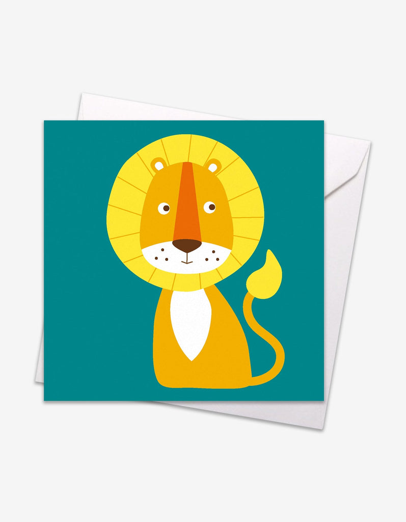Lion Card. (Size 12.5cm square). By Toby Tiger, printed in the UK on card from sustainable forests.
