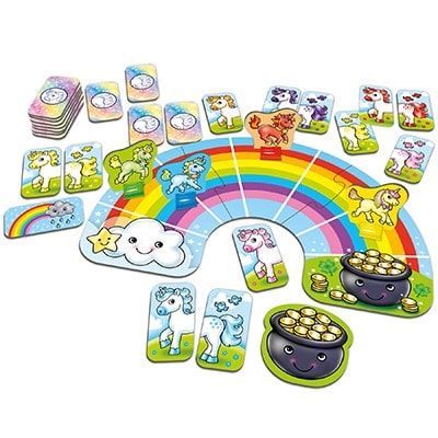 Race your unicorns over the rainbow in this fun colour matching game by Orchard Games.