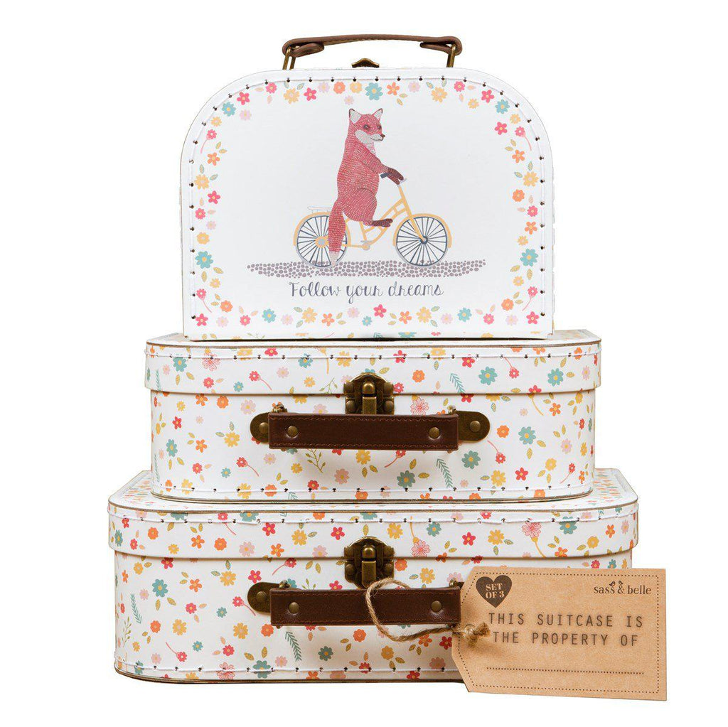 Sass & Belle Happy Animals on Bike Suitcase Trio - Say It Baby 