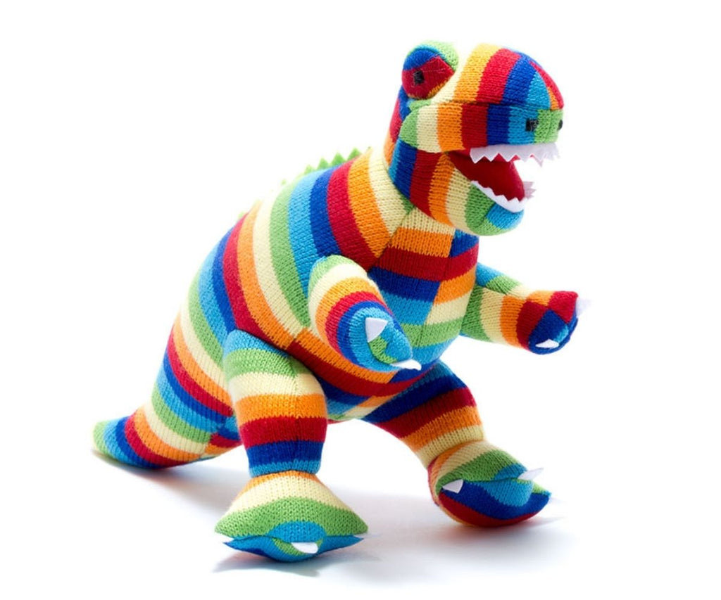 Best Years Bold Stripe Knitted T-Rex - Large. Sold by Say it Baby Gifts