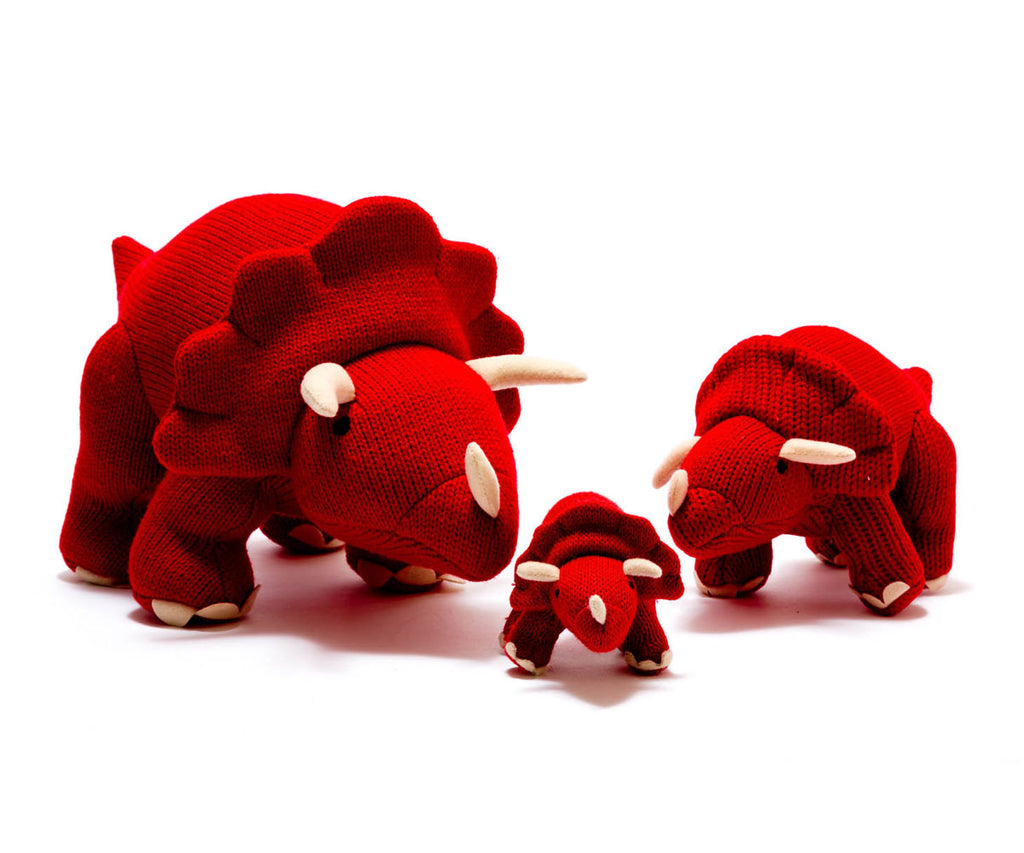 Best Years Red Triceratops. This gorgeous Triceratops dinosaur in red is bold, colourful and very mischievous! Sold by Say it Baby Gifts. Size Medium