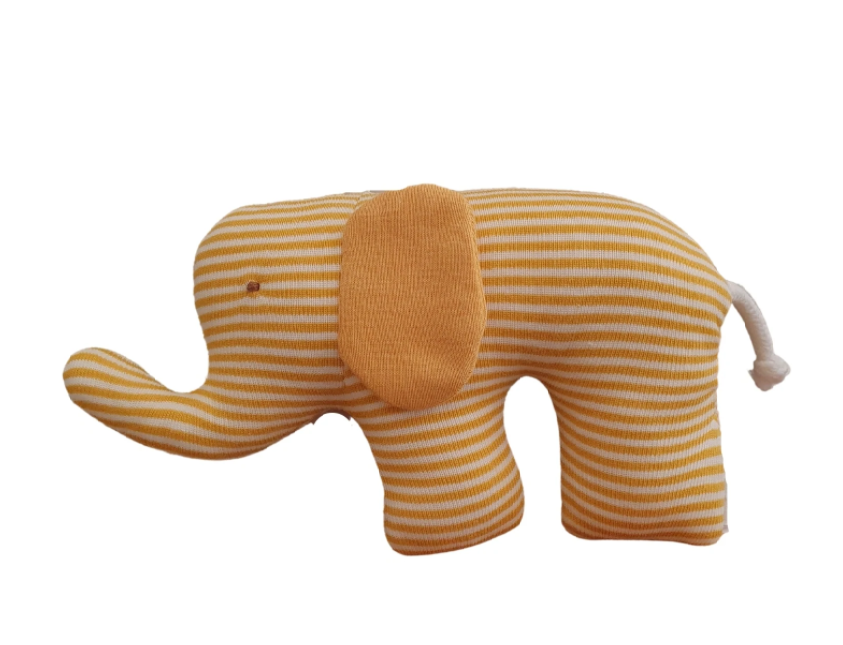 Best Years Knitted Organic Striped Elephant Mustard - Say It Baby 