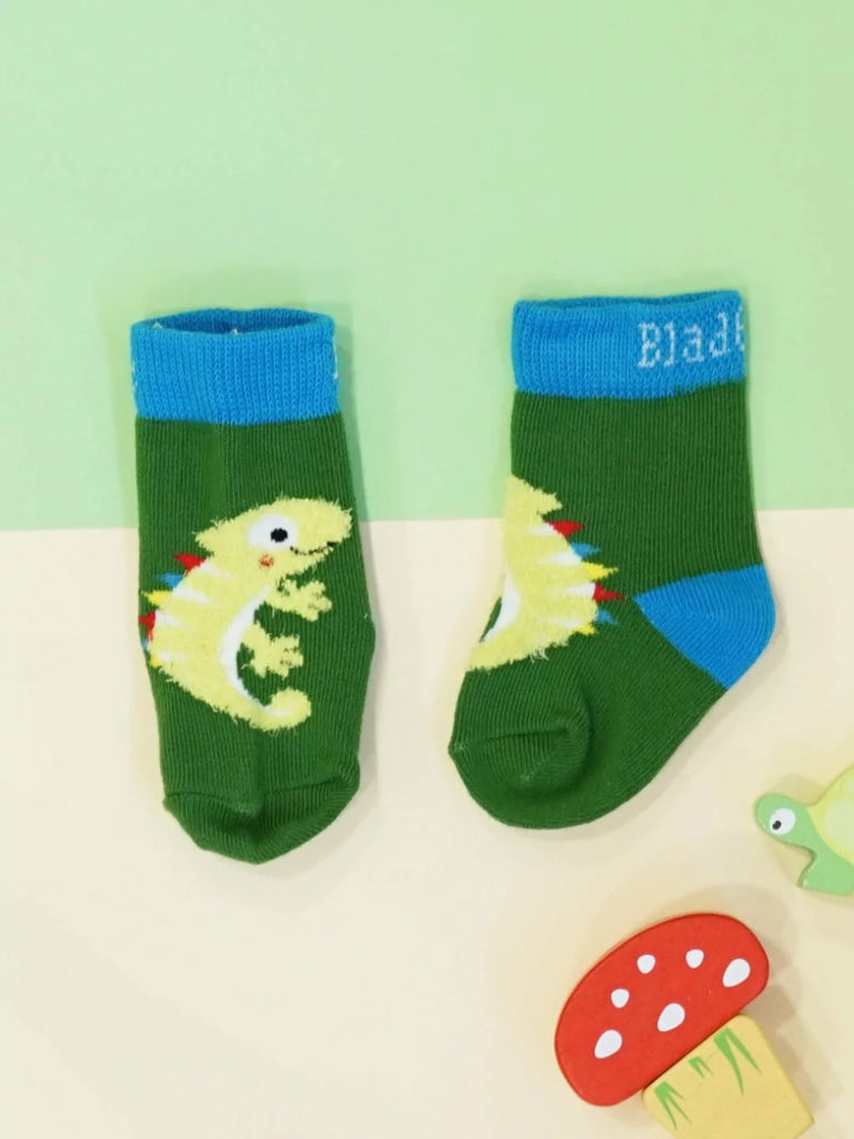 Blade & Rose Chameleon Socks - bold, bright and fun! These gorgeous socks in green and blue have a gorgeous Chameleon design. Sold by say it baby