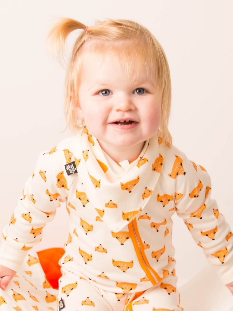 Blade & Rose Fox Zip Up Romper - bold, bright and fun! This fab romper is cream in colour, with orange zip and the cutest fox print design.
