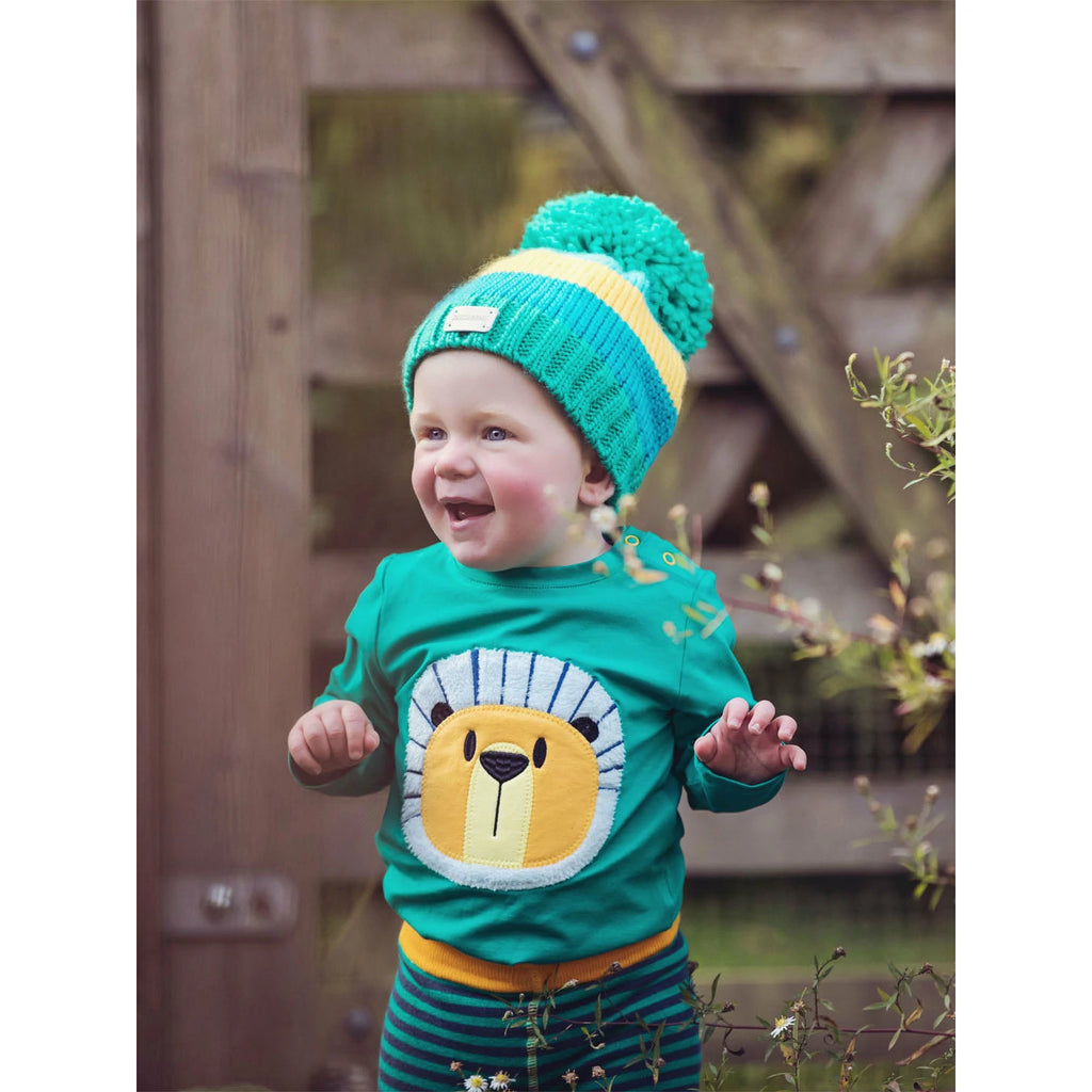 Blade & Rose Frankie The Lion Top - bold, bright and fun! This gorgeous green top features the roarsome Frankie the Lion with a fluffy fleece applique mane.