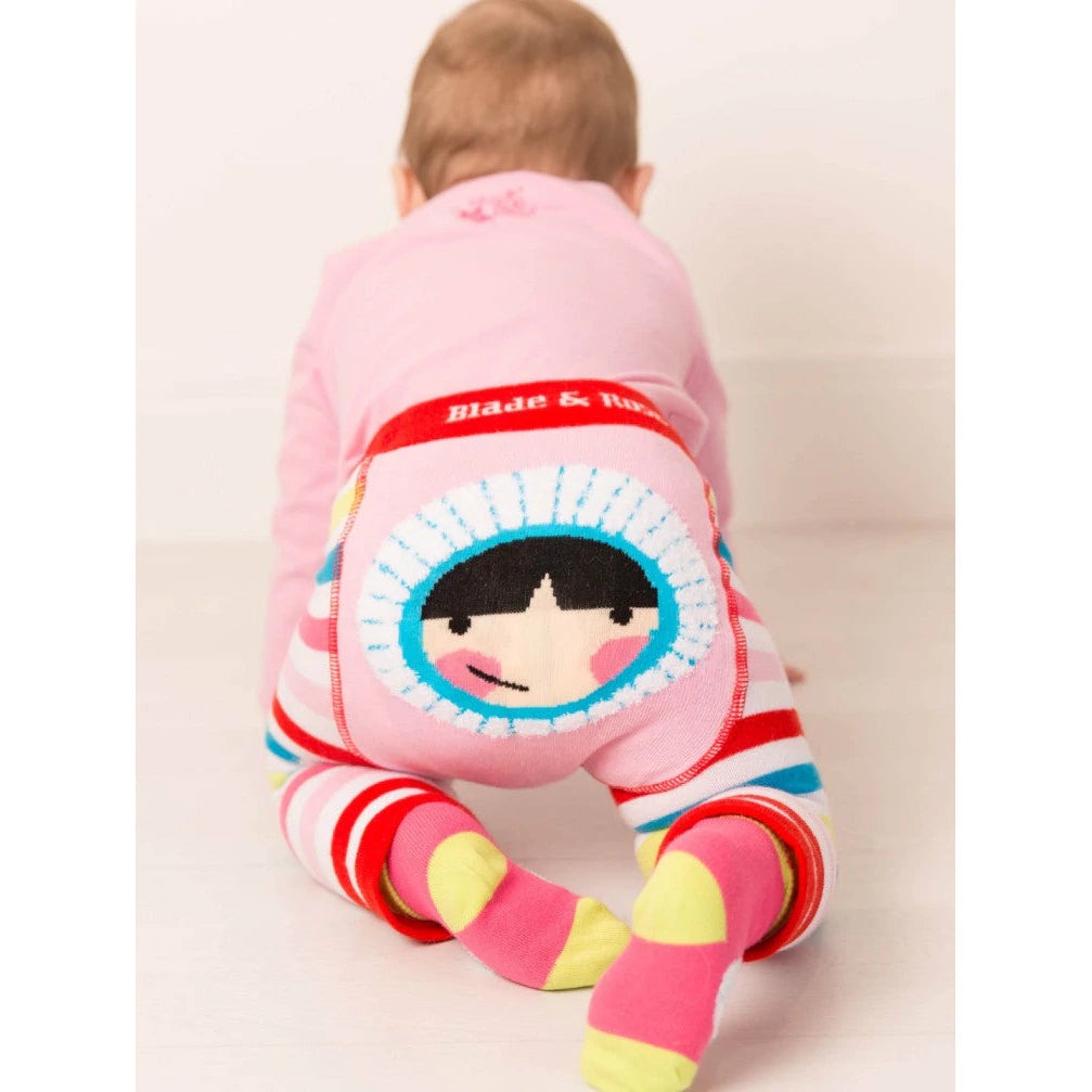 Blade & Rose Skylar Leggings - bold, bright and fun! These fab leggings feature sweet candy-coloured striped legs and a gorgeous Little Skylar doll design on the bum.