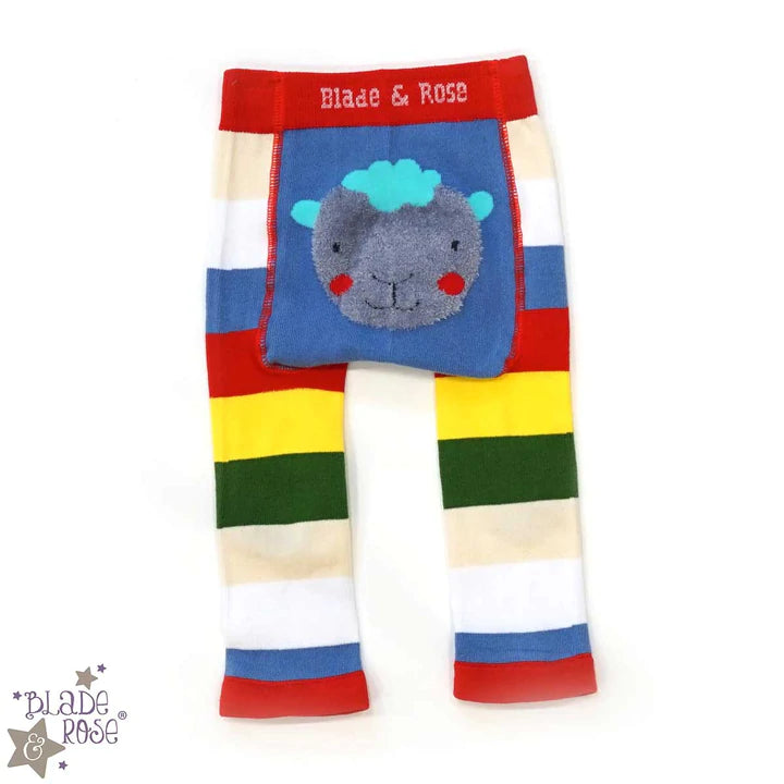 Blade & Rose Bright Sheep Leggings- bold, bright and fun! These fab leggings are multi-striped with a gorgeous fluffy sheep on the bum. 