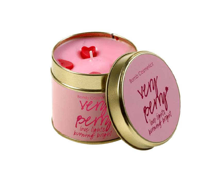 Very Berry Tin Candle by Bomb Cosmetics is created using Black Pepper & Lemongrass essential oils. Bomb Cosmetics. Sold by Say It Baby Gifts