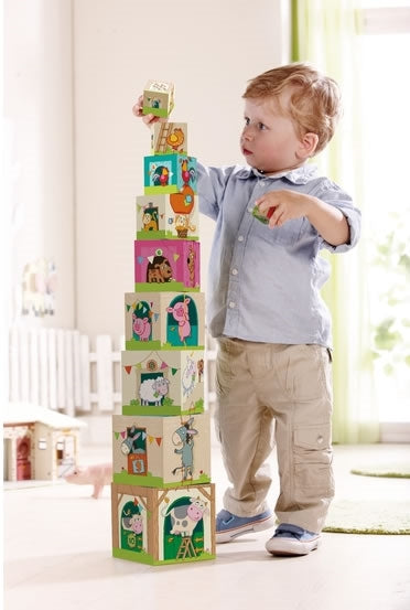 Haba Stacking Cubes On the Farm - Say It Baby 
