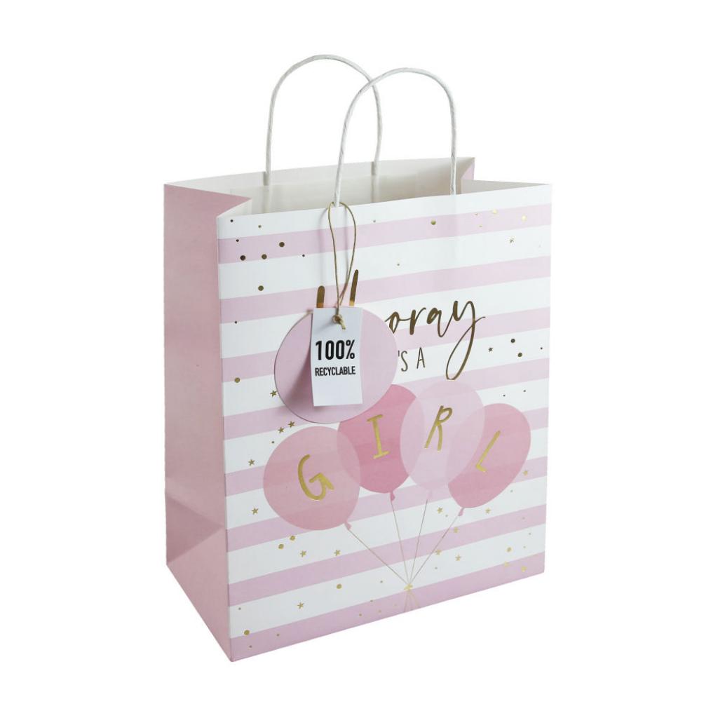Hooray It's a Girl Gift Bag - Large. Say It Baby Gifts