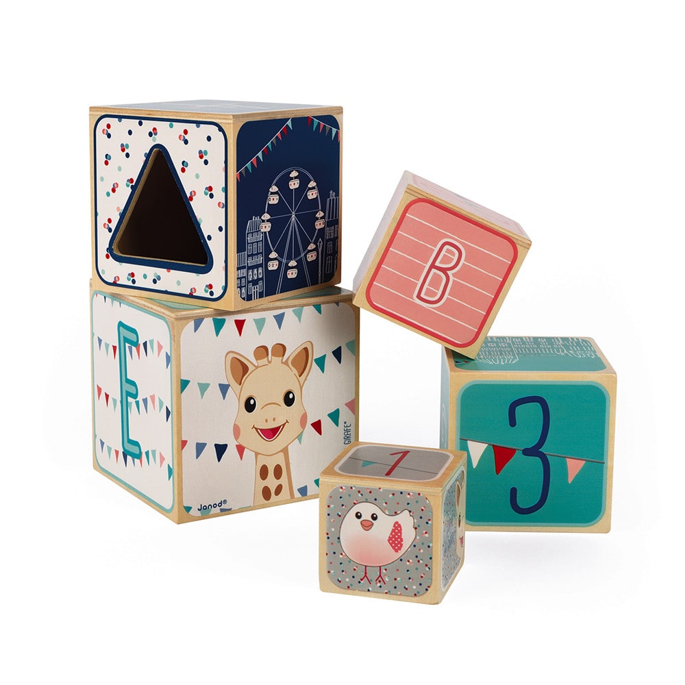 These gorgeous Sophie La Girafe Wooden Stacking Blocks comprise of 5 nesting wooden blocks that will encourage children to develop coordination and sense of observation.