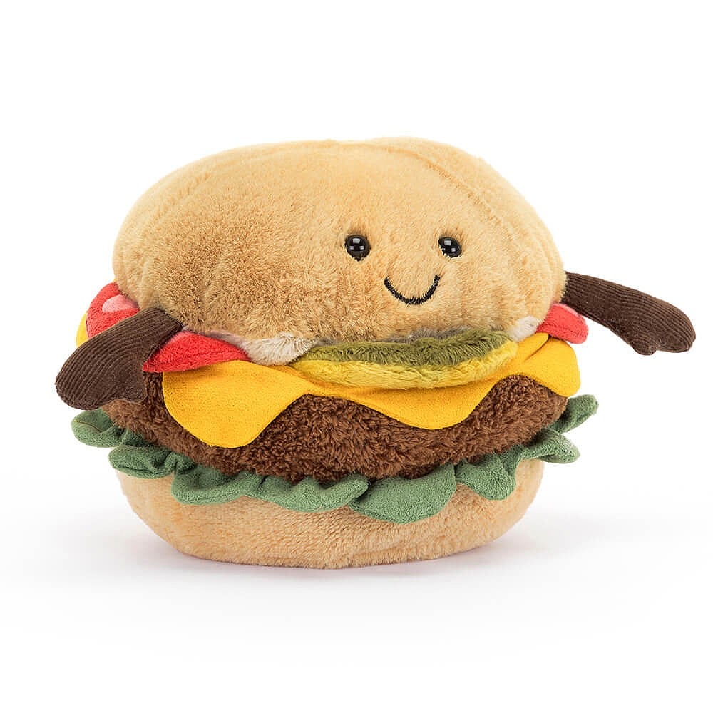 Jellycat Amuseable Burger -this delicious, perfectly formed guy is sure to be loved! Sold by Say It Baby Gifts