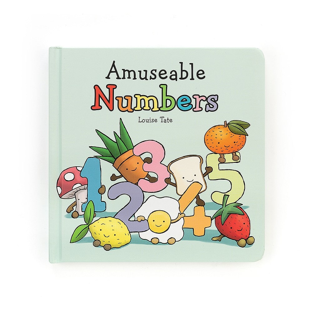 Jellycat Amuseable Numbers Book  - Say It Baby. This gorgeous hardback book features the Amuseable gang who can't wait to share their favourite numbers.