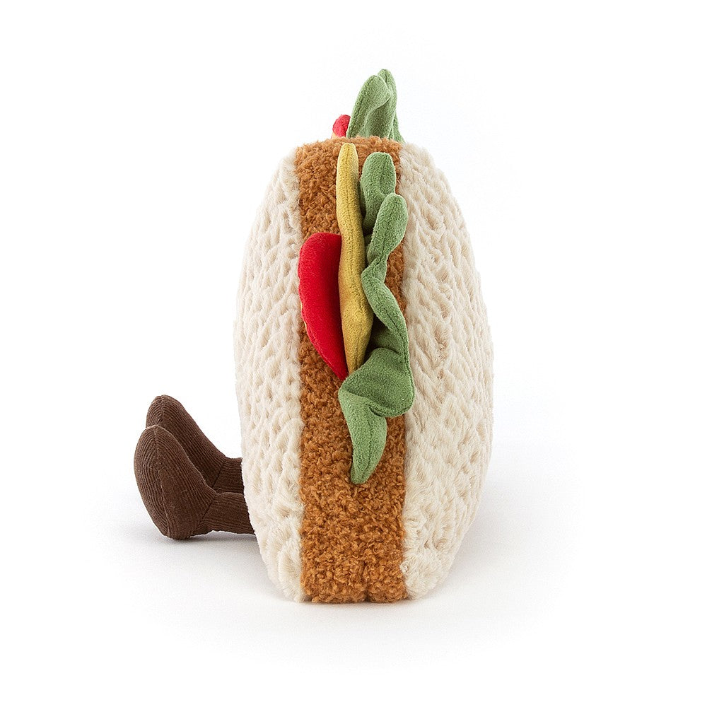 Jellycat Amuseable Sandwich - the perfect packed lunch pal! This cute sandwich is the perfect ploughman's mate with ruffled lettuce, juicy tomatoes and delicious cheese nestled amongst the fluffy bread. Sold by Say It Baby Gifts