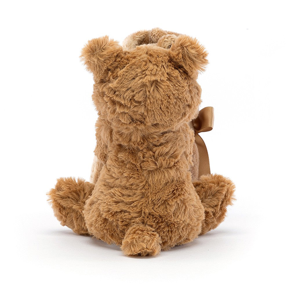 Jellycat Bartholomew Bear Soother is a gorgeously soft soother, featuring the sweetest Bartholomew Bear hugging a dreamy-soft fudgy blankie.  BARS4BR. Sold by Say It Baby Gifts