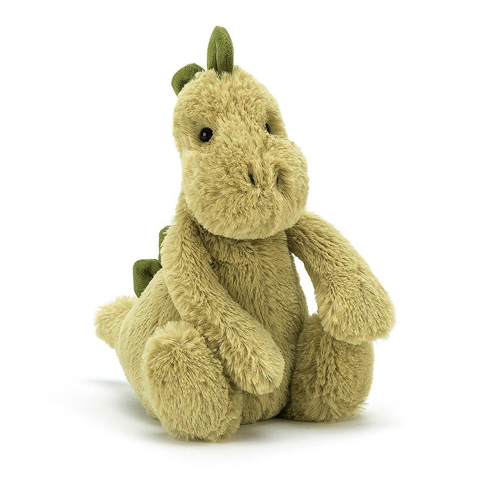 Jellycat Bashful Dino Small - 18cm. Say It Baby Gifts. Meet Bashful Dino - a soft mossy green guy with the softest squishy spines and big stompy feet.