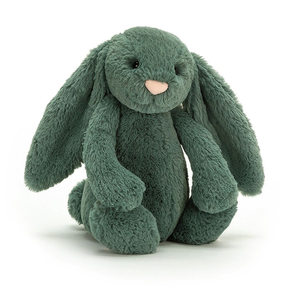 Jellycat Bashful Forest Bunny - Medium. A lovely dark green bunny suitable from birth.