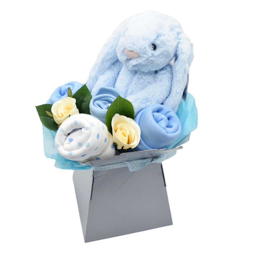 Jellycat Blue Bunny Baby Bouquet Box by Say It Baby Gifts