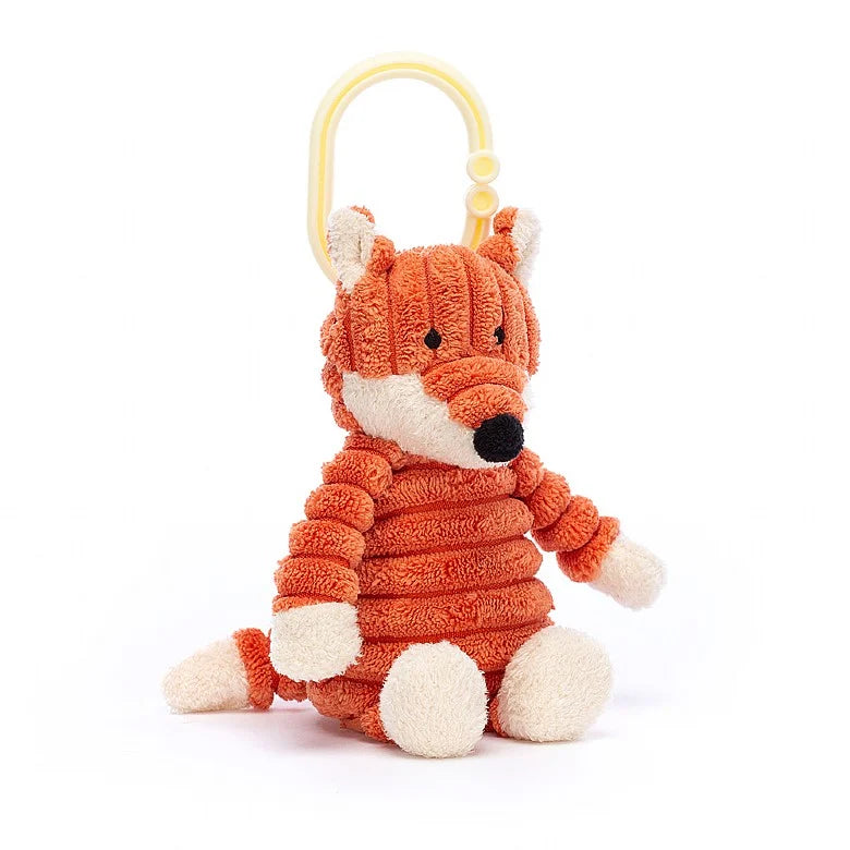 Jellycat Cordy Roy Baby Fox Jitter Toy - a soft and squashy orange fox with cream paws and chunky cordy body.  Sold by Say It Baby Gifts