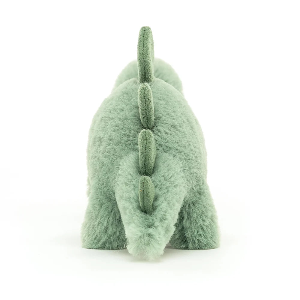 Jellycat Fossilly Stegosaurus has soft foldy spines, chunky paws and a lovely long, loping tail. Sold by Say It Baby Gifts