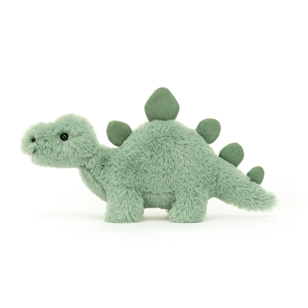 Jellycat Fossilly Stegosaurus has soft foldy spines, chunky paws and a lovely long, loping tail. Sold by Say It Baby Gifts