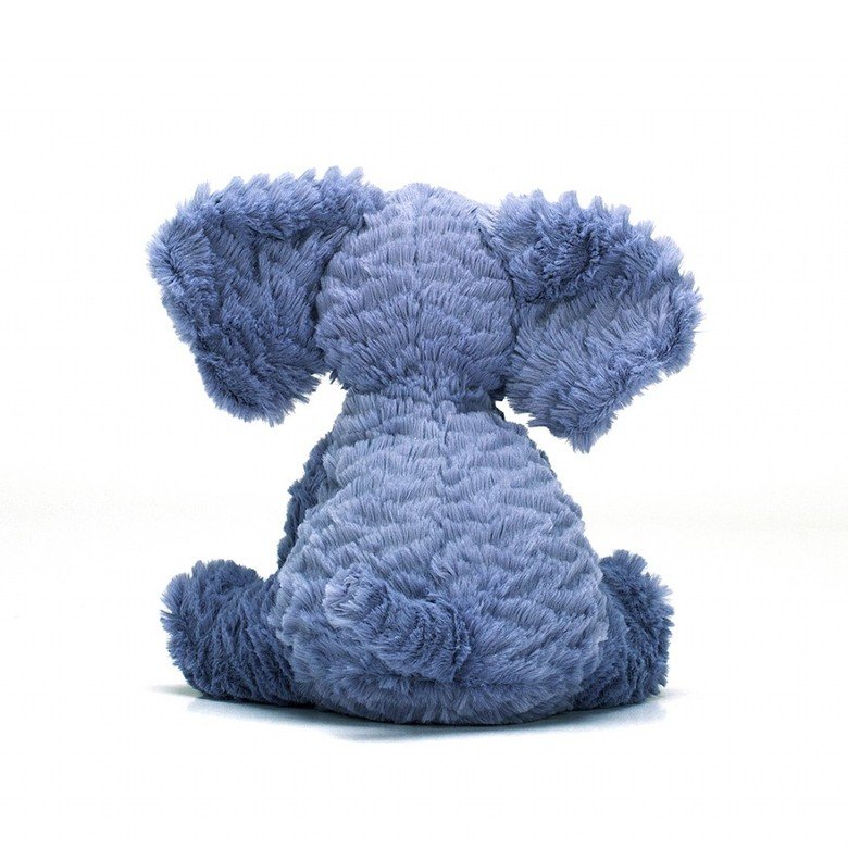 Jellycat Fuddlewuddle Elephant - Medium. A special, snuggly soft elephant with chalky-blue fur, long trunk and floppy ears. This stompy chap is ready for mighty cuddles! Say It Baby Gifts. Reverse view