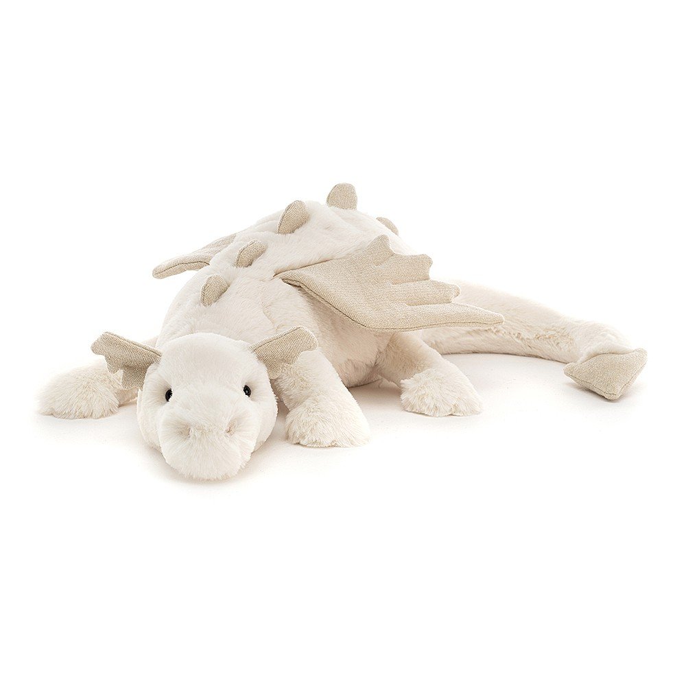 Jellycat Snow Dragon is fabulously soft -  just like a creamy cloud!  Size Medium. Say It Baby Gifts