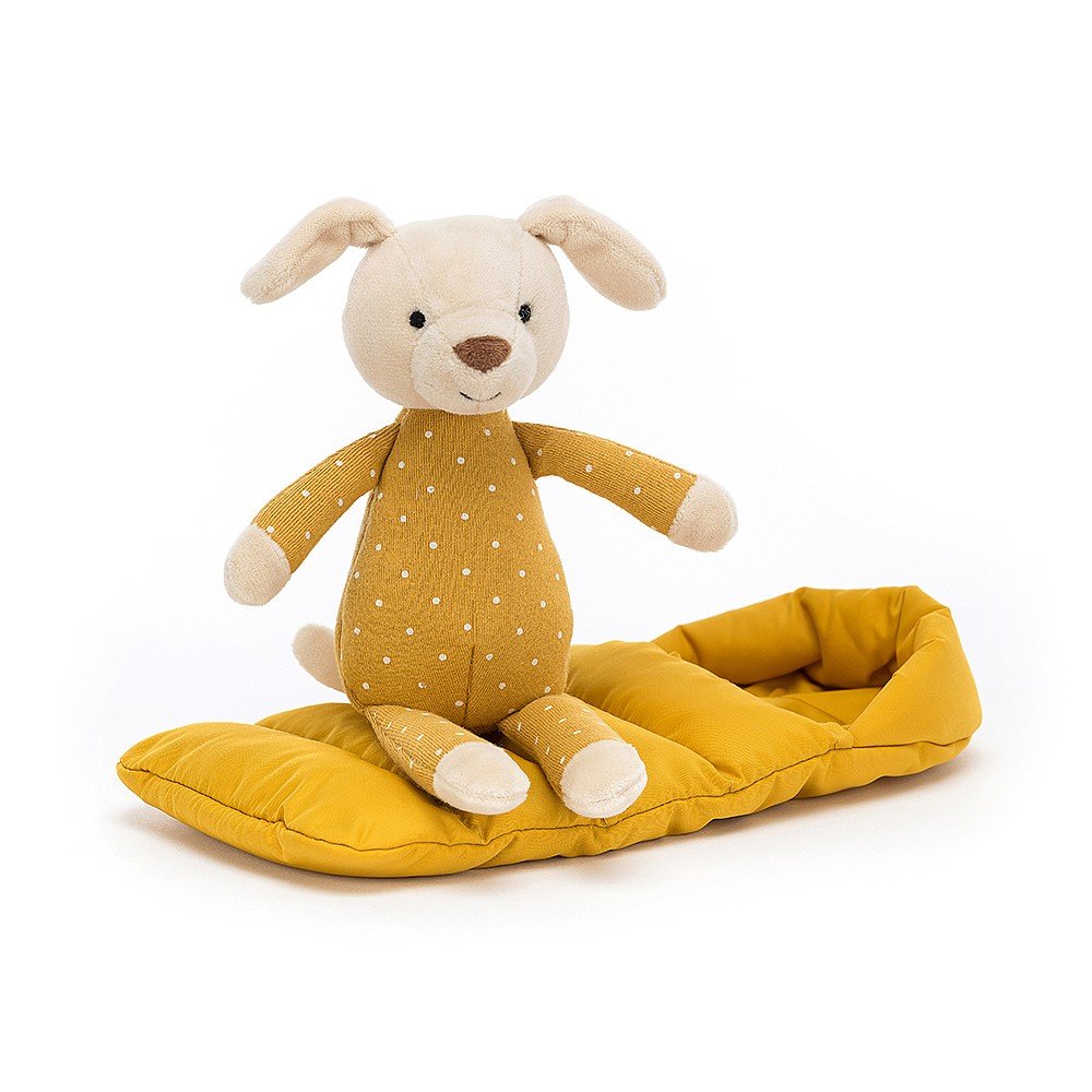 Jellycat Snuggler Puppy. he sweetest little puppy snuggling inside a quilted sleeping bag!