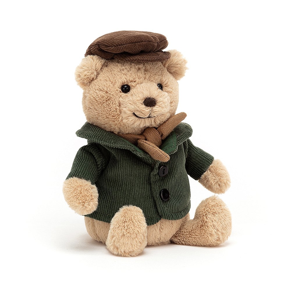 Jellycat Winsetta Bear - a dapper chap in cordy jacket, hat and scarf