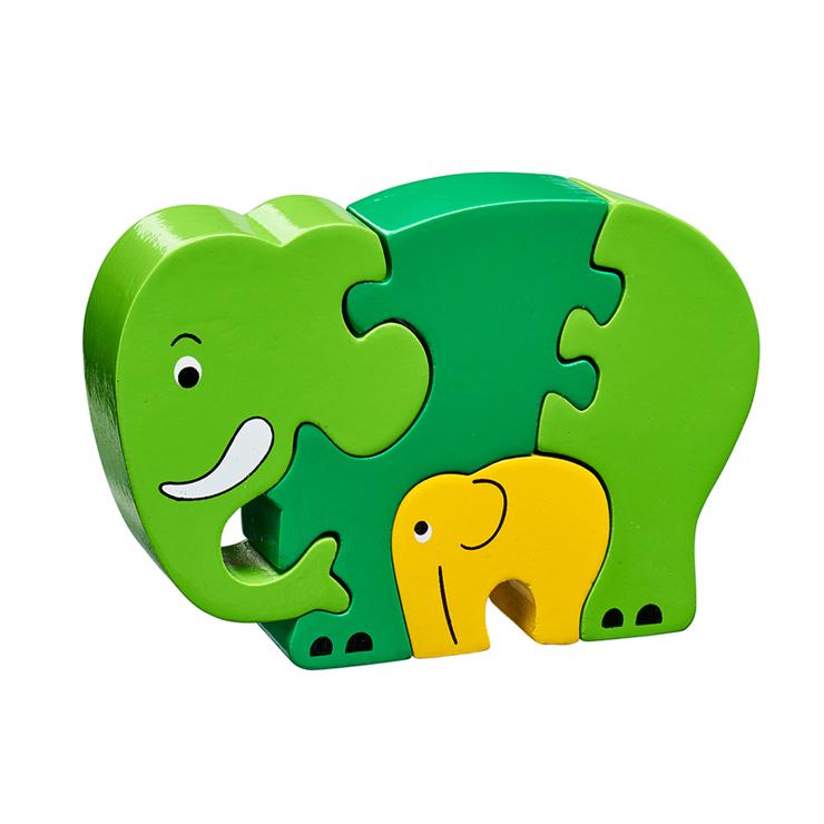 Lanka Kade 5 Piece Green Elephant and Baby Jigsaw Fair Trade Say It Baby Gifts