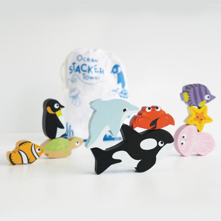These fantastic Ocean Stacker Toys by Le Toy Van are great for developing hand to eye coordination as well as dexterity skills and confidence. Who can balance and stack the animals the highest before they tumble down?