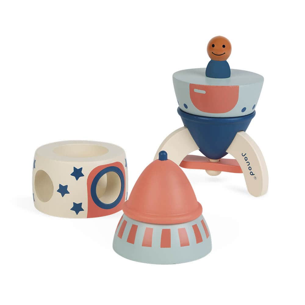 Wooden Lucky Star Magnetic Rocket by Janod. Age 2-6 years old. Fun wooden toy. Say It Baby Gifts