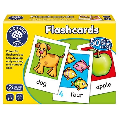 Orchard Toys Flashcards - 50 colourful, double-sided flashcards to teach reading and number skills.